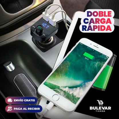 TRANSMISOR BLUETOOTH CON CARGA RÁPIDA PARA AUTO PROMO 2 X 18.990 ✅